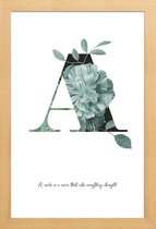 JUNIQE - Poster met houten lijst Flower Alphabet - A -13x18 /Kleurrijk
