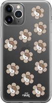 YinYang Flowers Nude - Transparant hoesje geschikt voor iPhone 12 Pro hoesje transparant - Shockproof case met emoji YinYang geschikt voor Apple iPhone 12 Pro - Doorzichtig hoesje