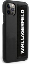 iPhone 12 Pro Max Backcase hoesje - Karl Lagerfeld - Effen Zwart - Kunstleer
