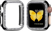 Strap-it Diamond Case - Geschikt voor Apple Watch case - Hoesje geschikt voor Apple Watch 4/5/6/SE case - Zwart - iWatch cover voor maat 40 mm