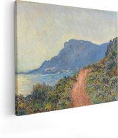 Artaza Canvas Schilderij La Corniche bij Monaco - Claude Monet - 50x40 - Poster Foto op Canvas - Canvas Print