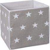 opbergmand Little Stars 34 x 34 cm polykatoen grijs/wit