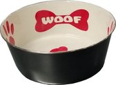 hondenvoer- en drinkbak 16 cm RVS wit/rood