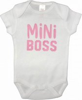 romper Mini Boss junior katoen wit/roze maat 50/56