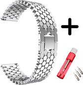 Fitbit Versa / Versa 2 bandje staal zilver vispatroon + toolkit