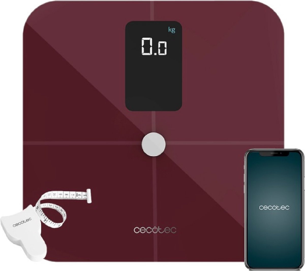 Cecotec Badkamerweegschaal Surface Precision 10400 Smart Healthy Vision Garnet