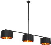 QAZQA vt - QAZQA suspendue de table à manger - 3 lumières - L 125 cm - Zwart