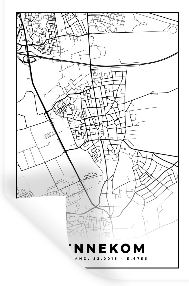 Muurstickers - Sticker Folie - Bennekom - Plattegrond - Kaart - Stadskaart - 60x90 cm - Pl