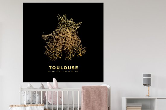 Stickers muraux - Toulouse - Carte - France - Plan de ville - Carte - 120x120 cm - Feuille adhésive XXL