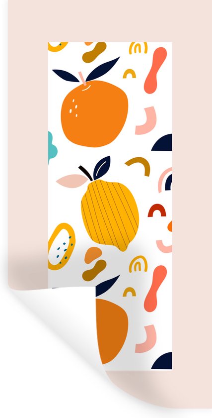 Muurstickers - Sticker Folie - Fruit - Sinaasappel - Pastel - Roze - 40x80 cm - Plakfolie - Muurstickers Kinderkamer - Zelfklevend Behang - Zelfklevend behangpapier - Stickerfolie