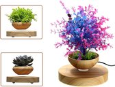 Zwevende Bonsai pot rond - zwevende bloempot - decoratie bureau planten - magnetisch met licht