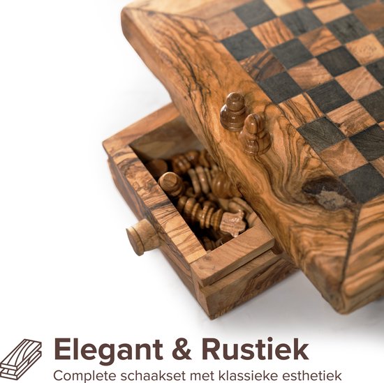 Thumbnail van een extra afbeelding van het spel Schaakbord Klein – Schaakspel – Spellen – Spellen voor Volwassenen – Bordspellen – 100% Natuurlijk Olijfhout