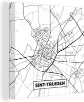 Canvas Schilderij Stadskaart – Plattegrond – België – Zwart Wit – Sint Truiden – Kaart - 90x90 cm - Wanddecoratie