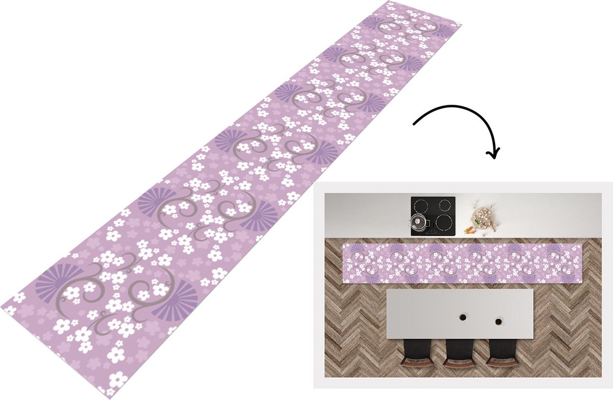 KitchenYeah Keukenloper - Loper keuken - Bloemen - Patronen - Sakura - 300x50 cm - Keukenloper vinyl Multicolor