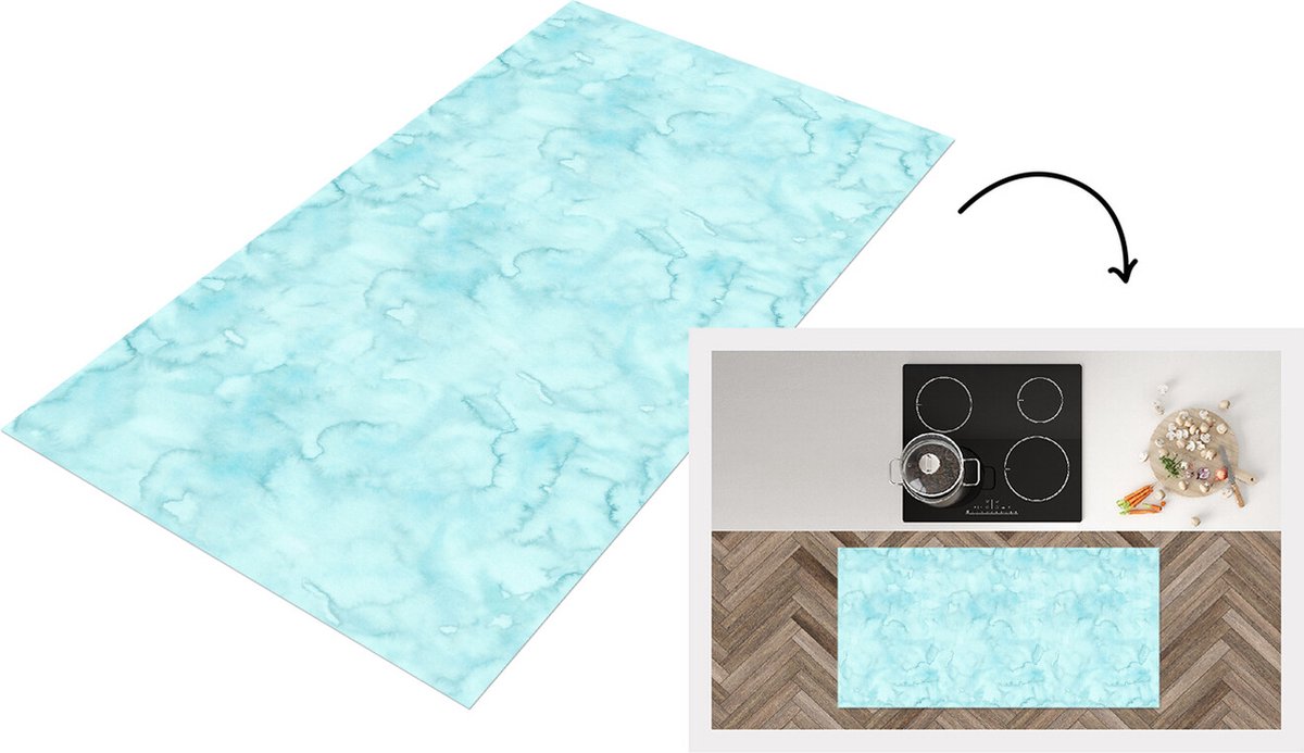 KitchenYeah Keukenloper - Loper keuken - Waterverf - Patronen - Marmer - 120x60 cm - Keukenloper vinyl Multicolor