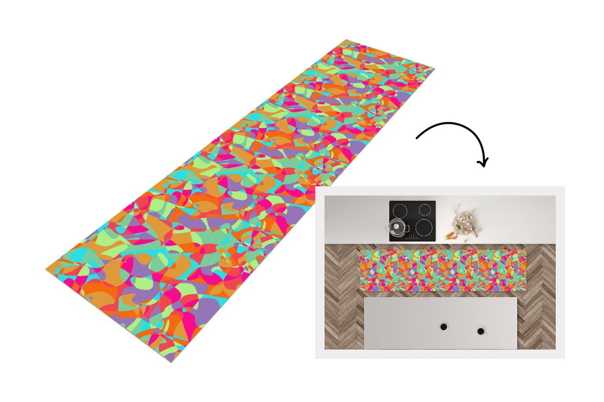Keukenloper - Loper keuken - Lavalamp - Regenboog - Patronen - Hippie - 200x50 cm - Keuken