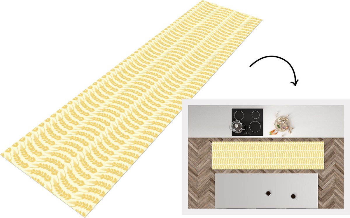 Keukenloper - Loper keuken - Graan - Patronen - Waves - 240x60 cm - Keukenloper vinyl