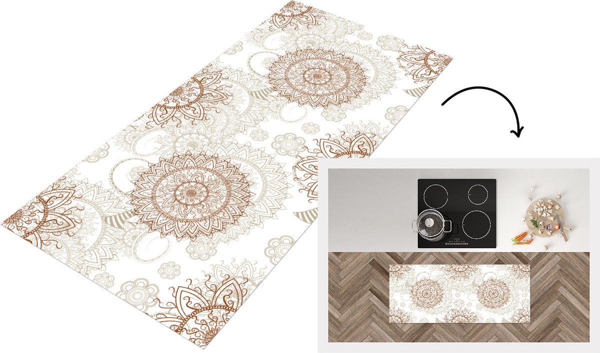 KitchenYeah Keukenloper - Loper keuken - Mandala - Azië - Patronen - Zen - 120x50 cm - Keukenloper vinyl Multicolor