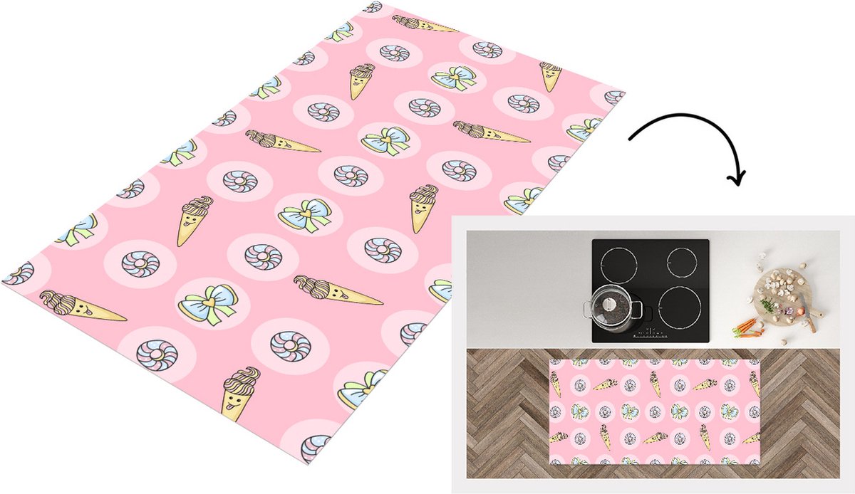 KitchenYeah Keukenloper - Loper keuken - Donuts - Kawaii - Patronen - Pastel - Keukenloper vinyl multicolor, foto 5
