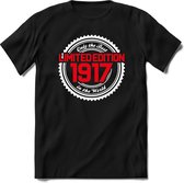 1917 Limited Edition | Feest Kado T-Shirt Heren - Dames | Wit - Rood | Perfect Verjaardag Cadeau Shirt | Grappige Spreuken - Zinnen - Teksten | Maat S