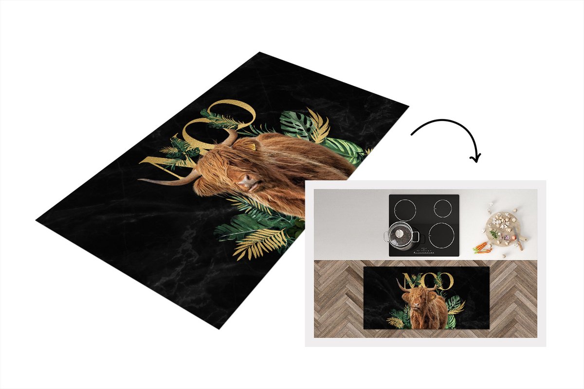 KitchenYeah Keukenloper - Loper keuken - Schotse hooglander - Luxe - Planten - Keukenloper vinyl multicolor, foto 2