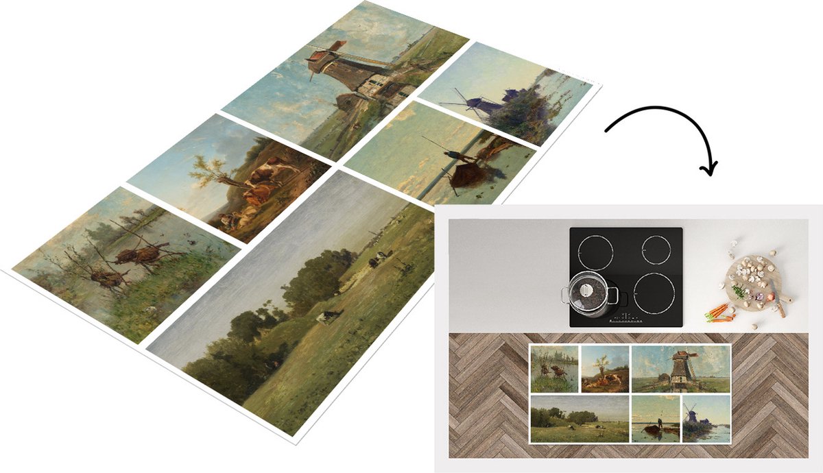 KitchenYeah Keukenloper - Loper keuken - Collage - Nederland - Oude Meesters - 120x60 cm - Keukenloper vinyl Multicolor