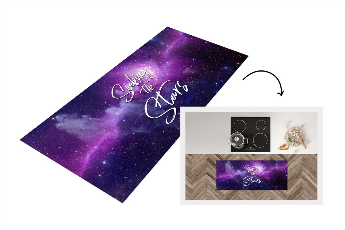 KitchenYeah Keukenloper - Loper keuken - Quotes - 'Seeking the stars' - Spreuken - Sterren - 120x50 cm - Keukenloper vinyl Multicolor