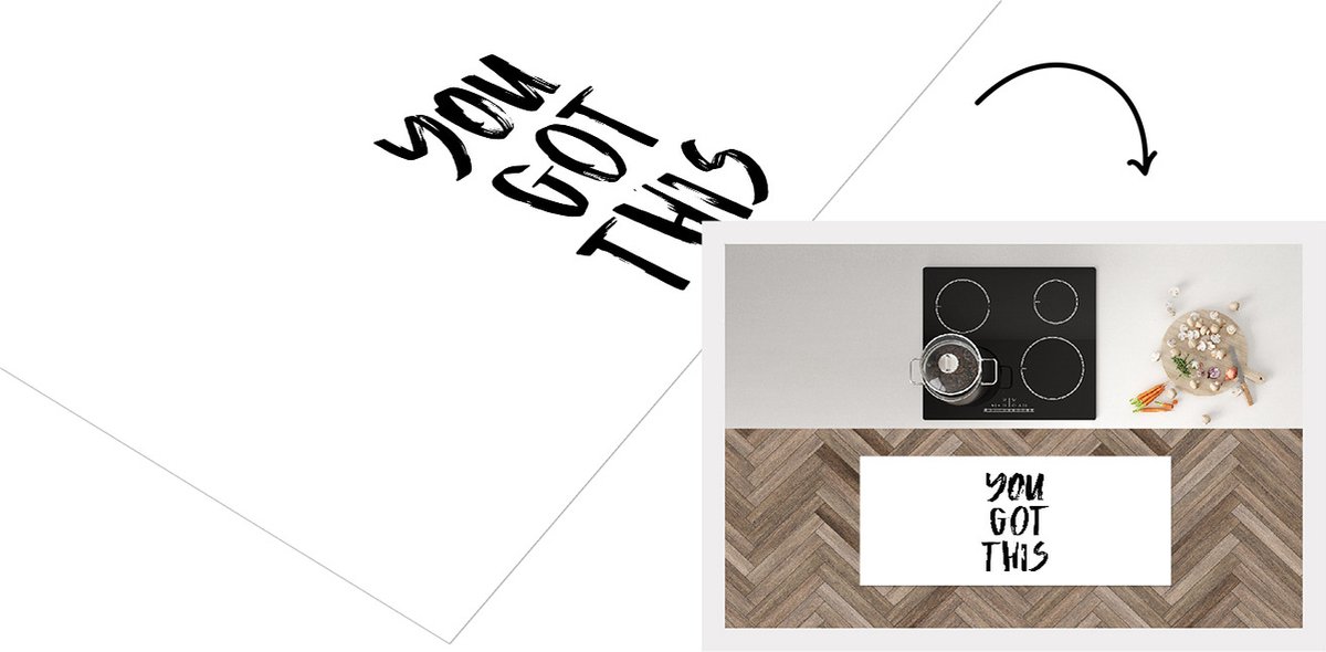 KitchenYeah Keukenloper - Loper keuken - Quotes - You got this - Spreuken - 120x50 cm - Keukenloper vinyl Multicolor