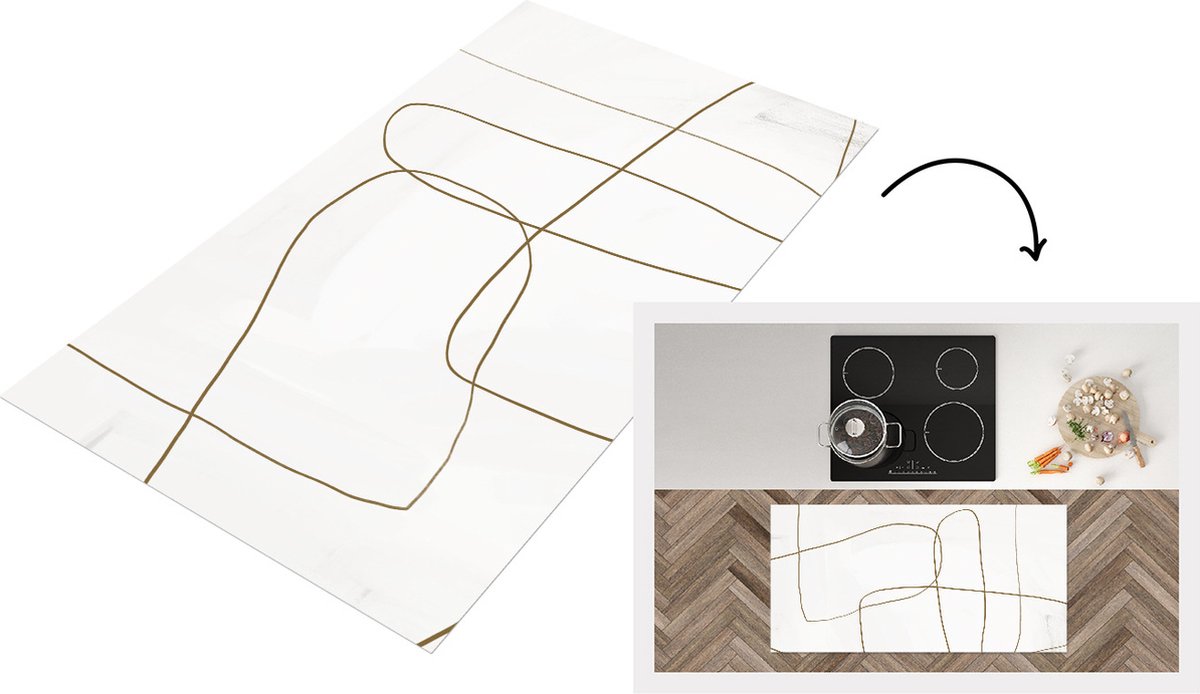 KitchenYeah Keukenloper - Loper keuken - Abstract - Bruin - Lijn - Keukenloper vinyl, foto 2