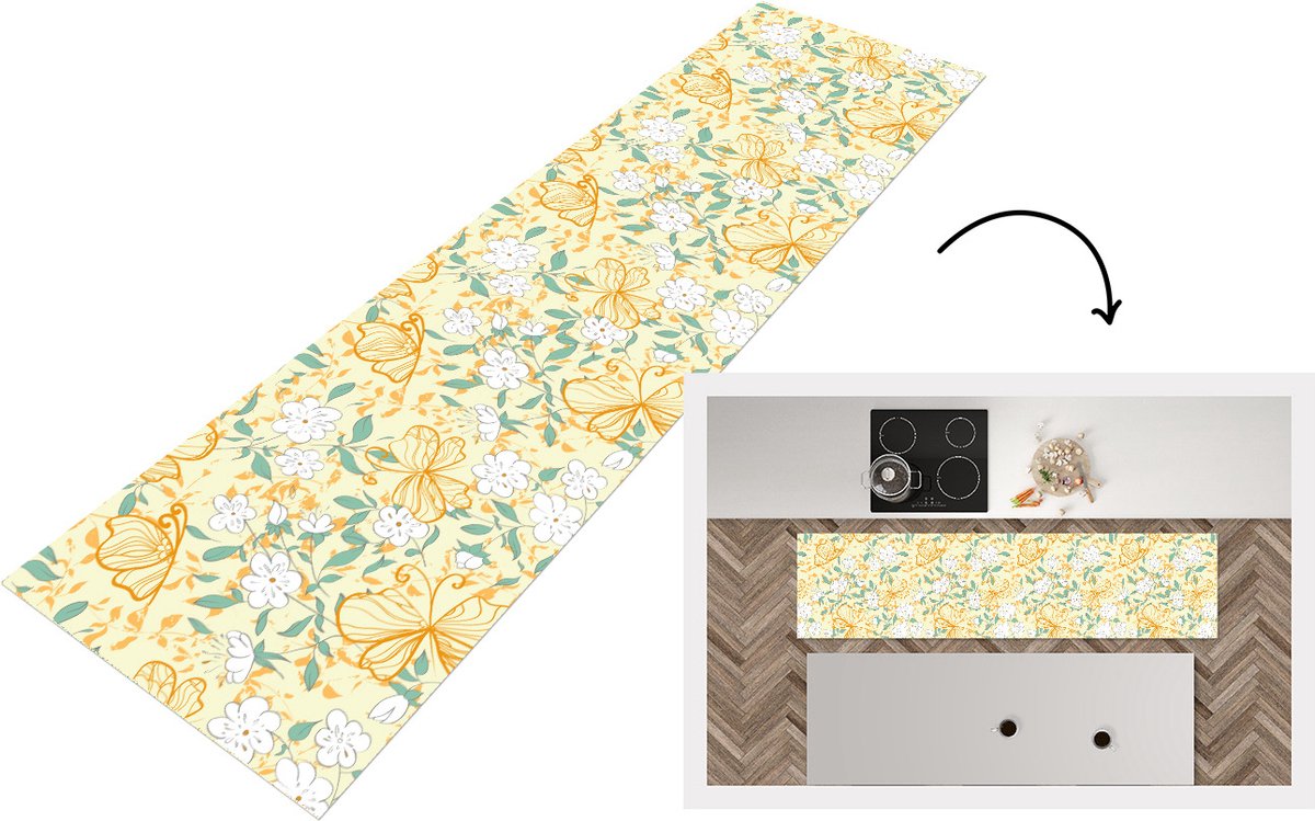 KitchenYeah Keukenloper - Loper keuken - Bloemen - Zomer - Patronen - Keukenloper vinyl Multicolor