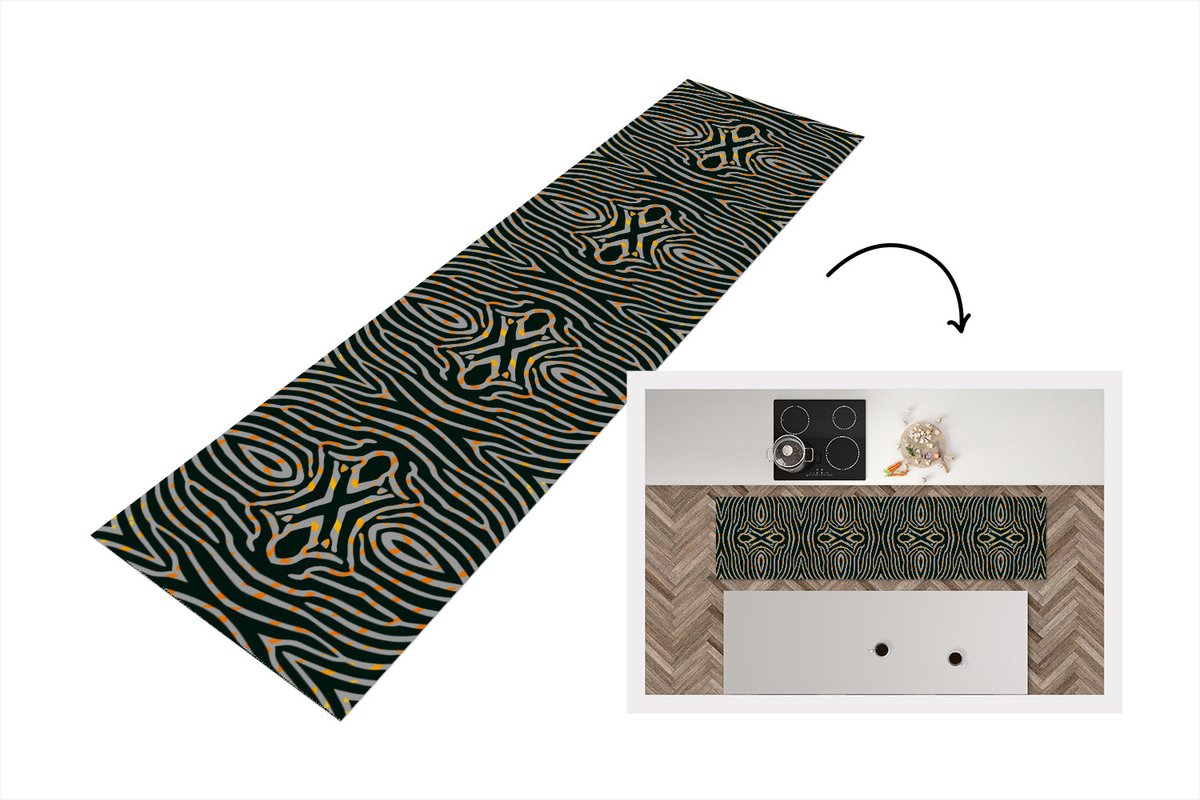KitchenYeah Keukenloper - Loper keuken - Zebra - Dierenprint - Patronen - 240x60 cm - Keukenloper vinyl Multicolor