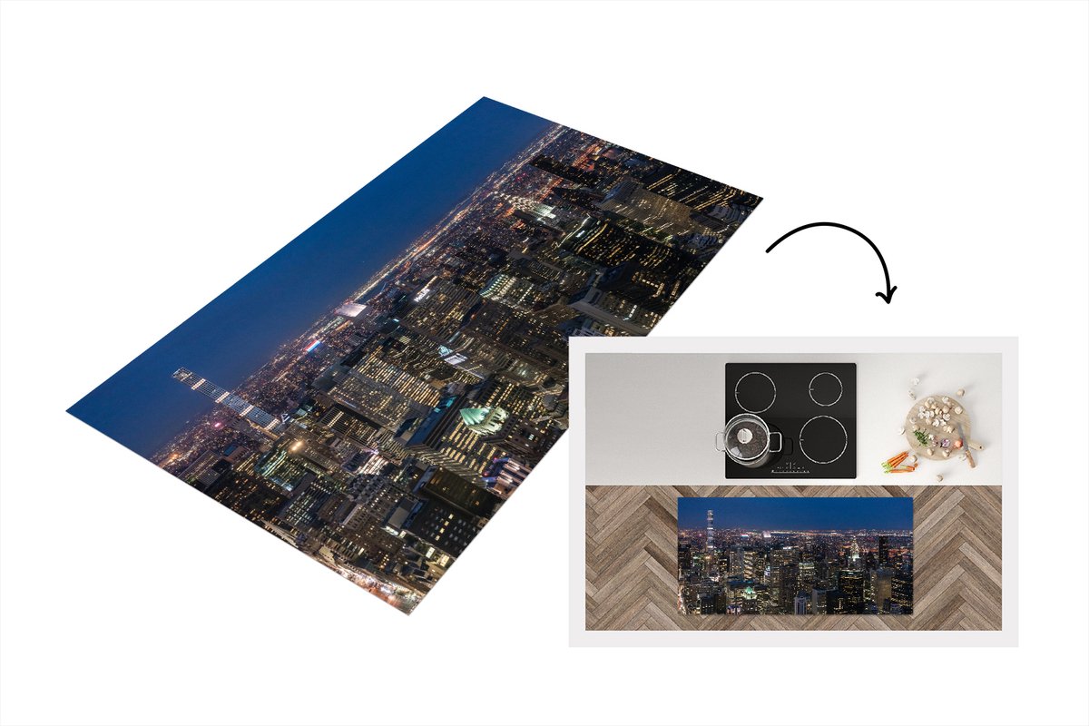 KitchenYeah Keukenloper - Loper keuken - New York - Nacht - Sterrenhemel - 120x60 cm - Keukenloper vinyl Multicolor