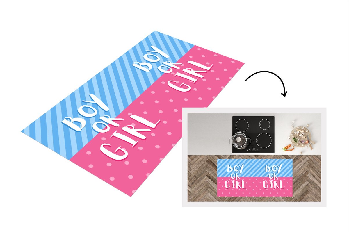 KitchenYeah Keukenloper - Loper keuken - Babyshower - Design - Quote - Baby - Boy or Girl - 120x60 cm - Keukenloper vinyl Multicolor