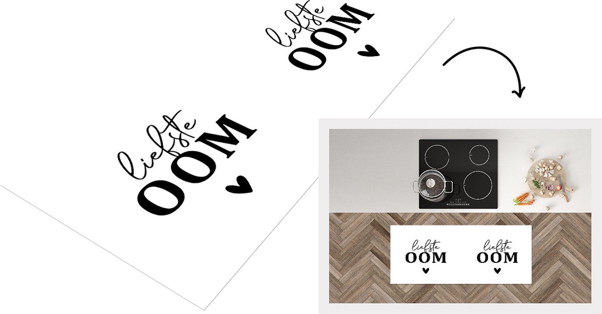 KitchenYeah Keukenloper - Loper keuken - 'Liefste oom' - Quotes - Hart - Spreuken - 120x50 cm - Keukenloper vinyl Multicolor