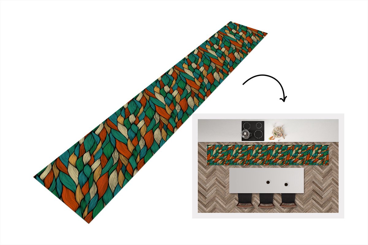 KitchenYeah Keukenloper - Loper keuken - Line art - Herfst - Bohemian - Patronen - Keukenloper vinyl multicolor, foto 5