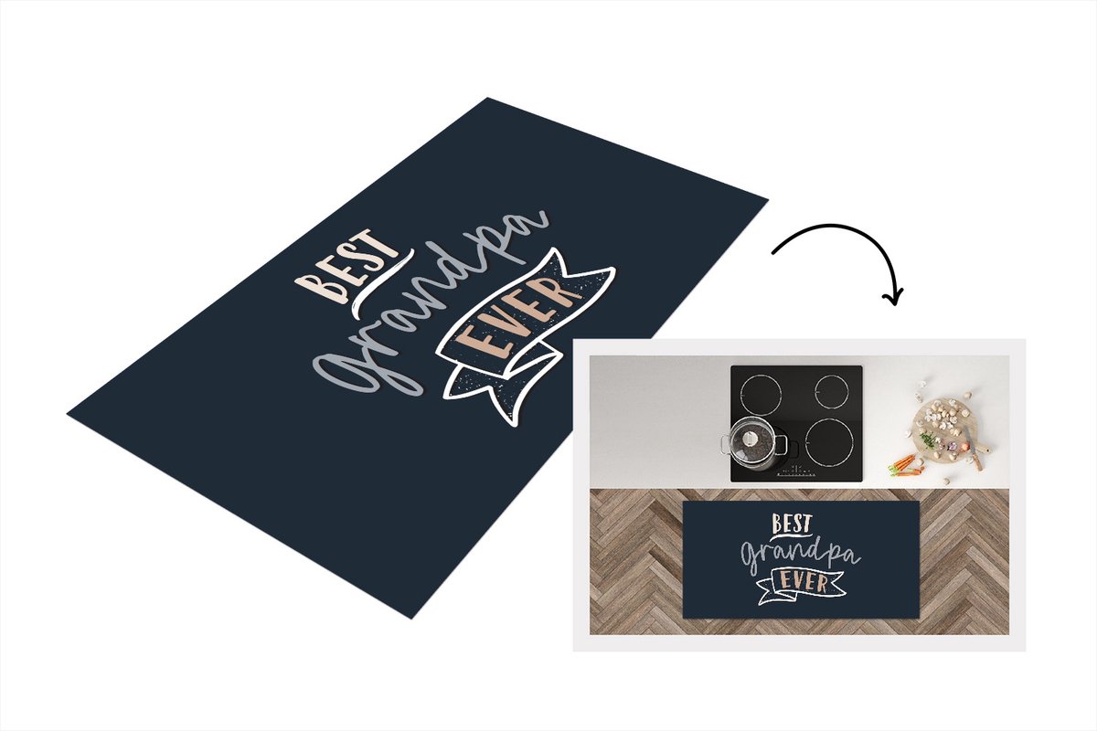 KitchenYeah Keukenloper - Loper keuken - Spreuken - Opa - Best grandpa ever - Quotes - 120x60 cm - Keukenloper vinyl Multicolor