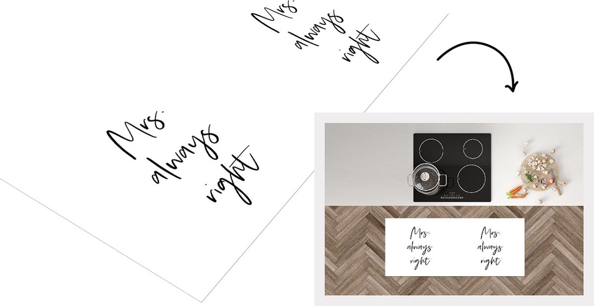 KitchenYeah Keukenloper - Loper keuken - Huwelijk - 'Mrs. always right' - Spreuken - Quotes - 120x50 cm - Keukenloper vinyl Multicolor