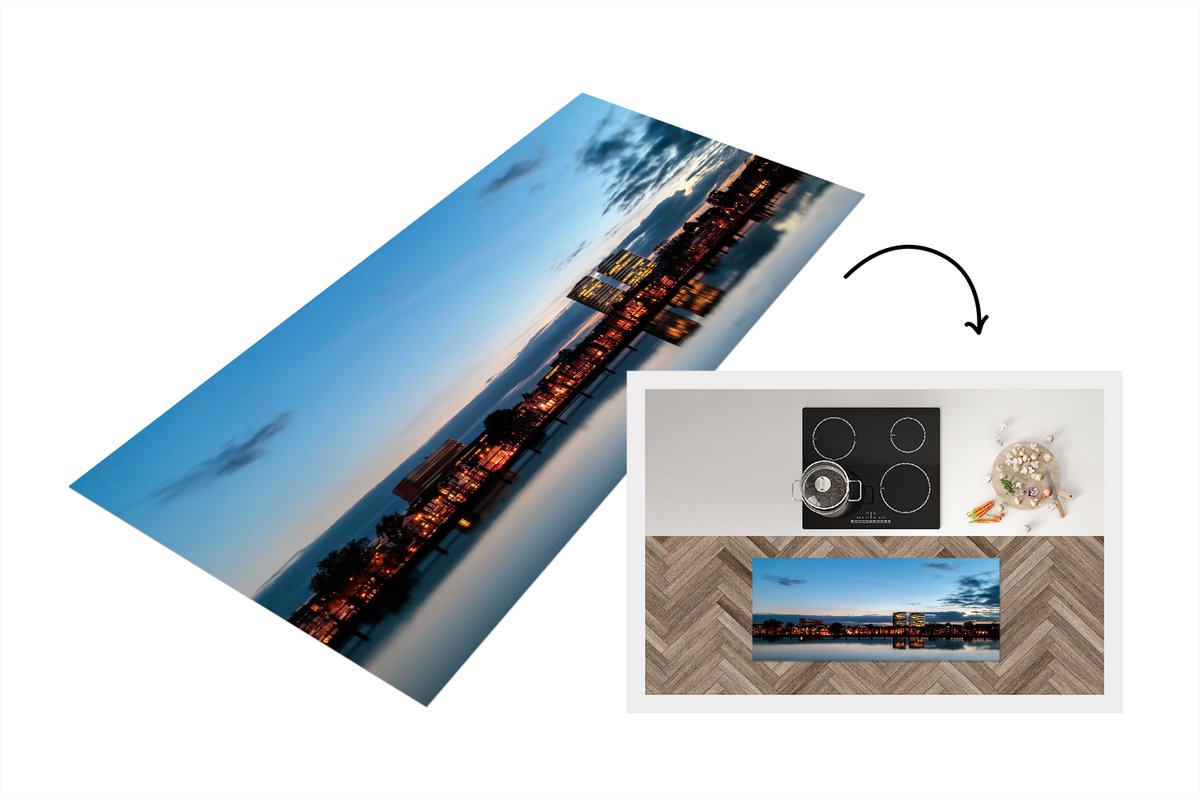 KitchenYeah Keukenloper - Loper keuken - Skyline - Arnhem - Urban - 120x50 cm - Keukenloper vinyl Multicolor