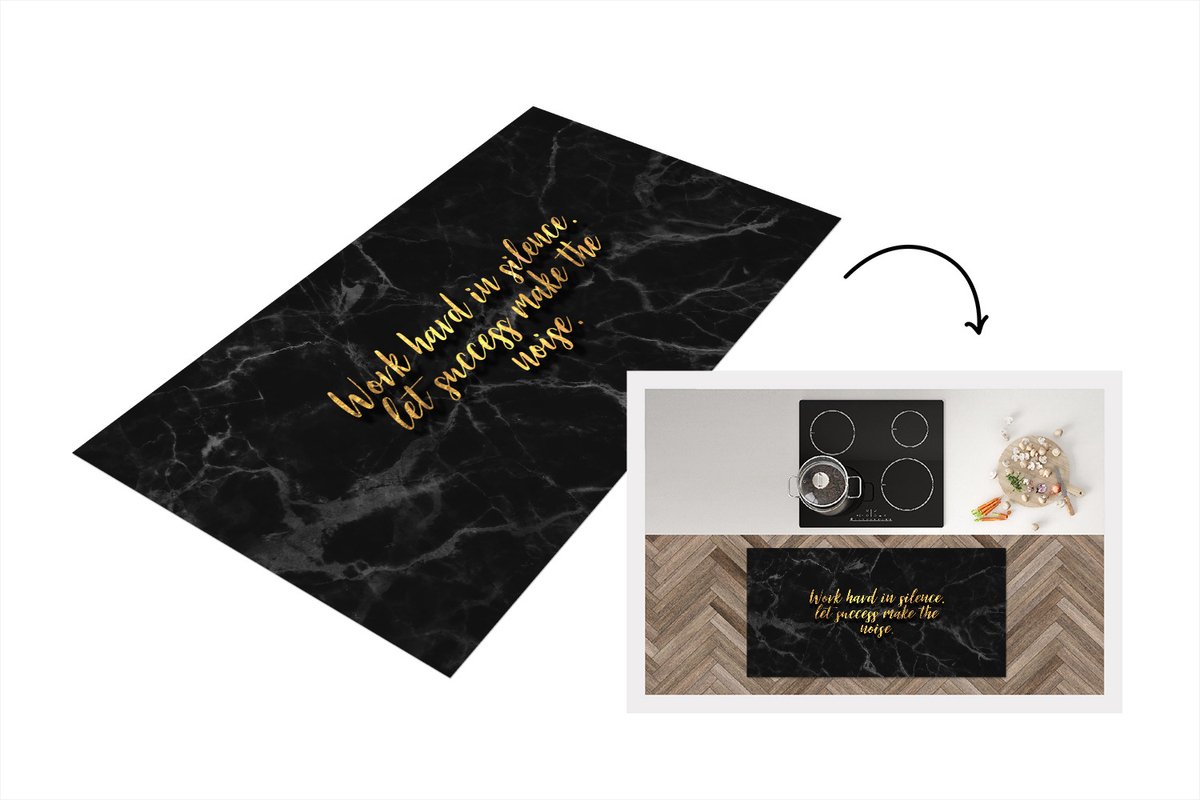 Keukenloper - Loper keuken - Quotes - Motivatie - Goud - Marmer - 120x60 cm - Keukenloper