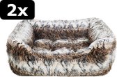 2x MAND COSY FUR PRINT BRUIN 54X47CM