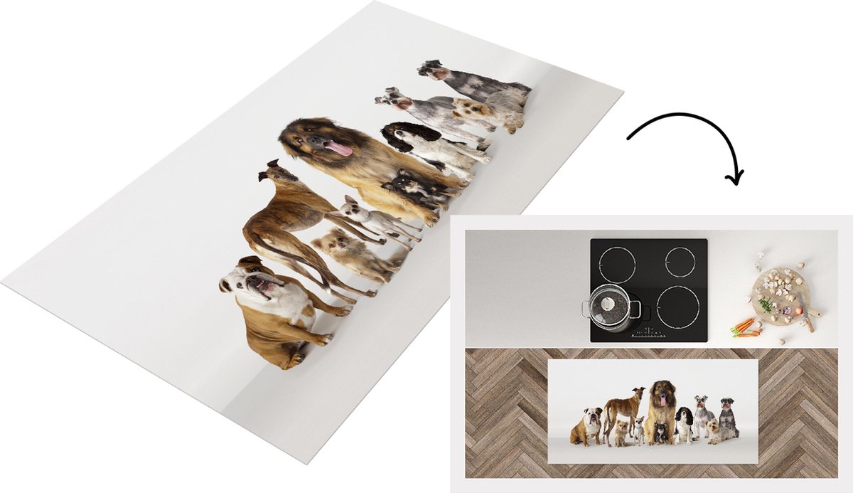 KitchenYeah Keukenloper - Loper keuken - Groeps honden - 120x60 cm - Keukenloper vinyl Multicolor