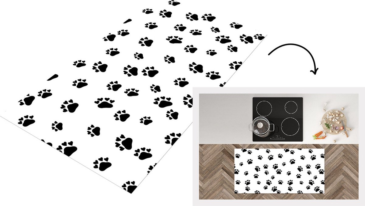 KitchenYeah Keukenloper - Loper keuken - Patronen - Kat - Poten - 120x60 cm - Keukenloper vinyl Multicolor