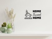 Stickerheld - Muursticker "Home Sweet Home" Quote - Woonkamer - huis met hartjes - Engelse Teksten - Mat Zwart - 27.5x50.3cm