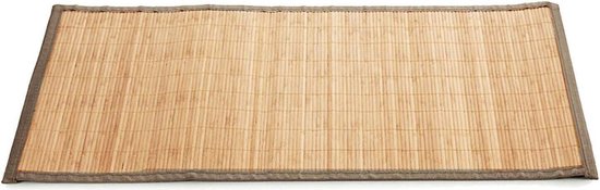 Badkamer vloermat anti-slip lichte bamboe 50 x 80 cm met grijze rand - Douche/bad accessoires