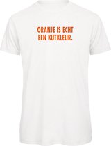 EK Kleding t-shirt wit S - Oranje is echt een kutkleur - soBAD. | Oranje shirt dames | Oranje shirt heren | Oranje | EK 2024 | Voetbal | Nederland | Unisex
