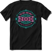2000 The One And Only | Feest Kado T-Shirt Heren - Dames | Cobalt - Licht Roze | Perfect Verjaardag Cadeau Shirt | Grappige Spreuken - Zinnen - Teksten | Maat M