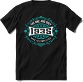 1935 The One And Only | Feest Kado T-Shirt Heren - Dames | Cobalt - Wit | Perfect Verjaardag Cadeau Shirt | Grappige Spreuken - Zinnen - Teksten | Maat S