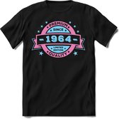 1964 Premium Quality | Feest Kado T-Shirt Heren - Dames | Licht Roze - Licht Blauw | Perfect Verjaardag Cadeau Shirt | Grappige Spreuken - Zinnen - Teksten | Maat 3XL