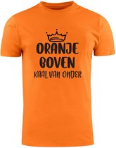 Oranje boven kaal van onder Oranje Dames T-shirt | koningsdag | Willem Alexander | koning | bier