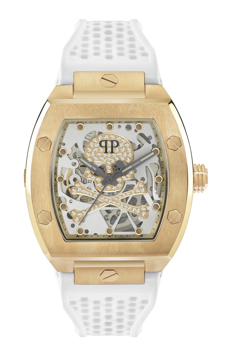 Philipp Plein The $Keleton PWBAA0421 Horloge - Siliconen - Wit - Ø 44 mm
